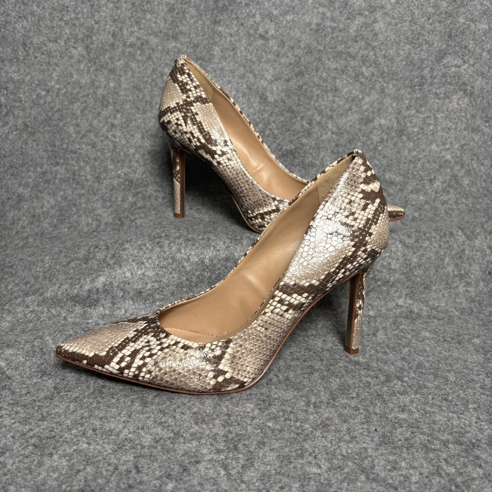 Sam Edelman Hazel Brown Snakeskin Leather Pointed Stiletto Shoes Women Size 8 US